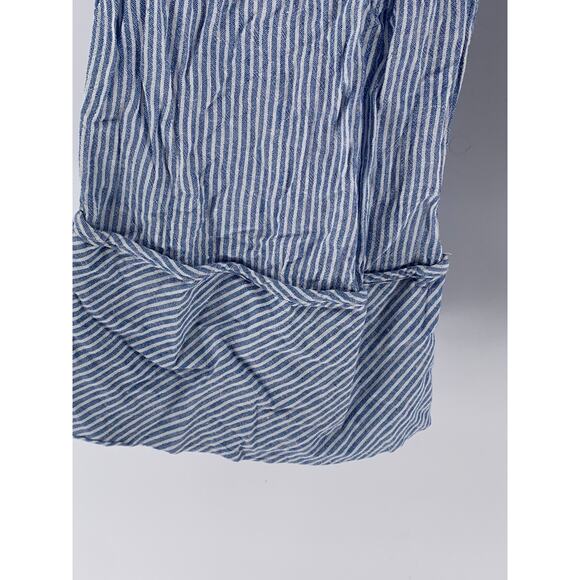 ZARA Women's Blue-White Striped Relaxed Fit Straight Leg Wide-Cuff Pant SZ M - Picture 8 of 10